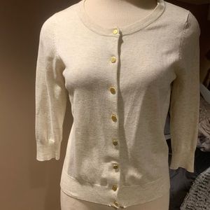Beautiful cardigan creamy white with gold threads